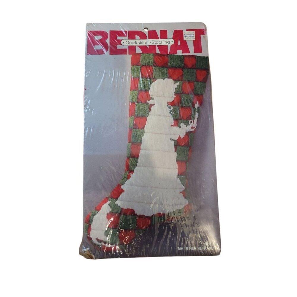 1987 Bernat Quickstitch Stocking"Ma In Her Kerchief" W08582 Needlepoint 9x18 NOS